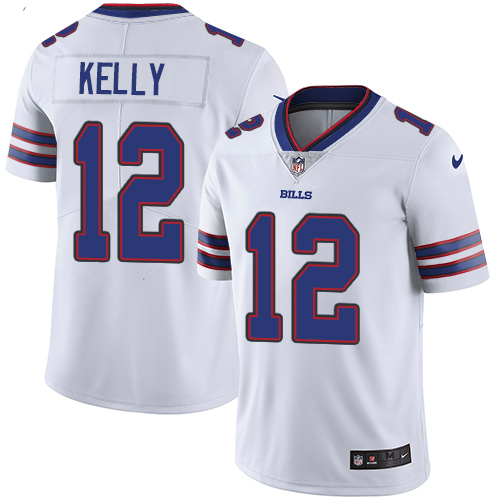 Nike Bills #12 Jim Kelly White Men's Stitched NFL Vapor Untouchable Limited Jersey - Click Image to Close